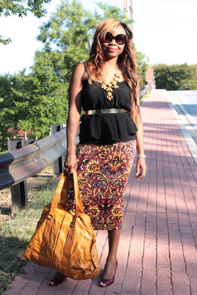 Black cami tank + printed skirt 2