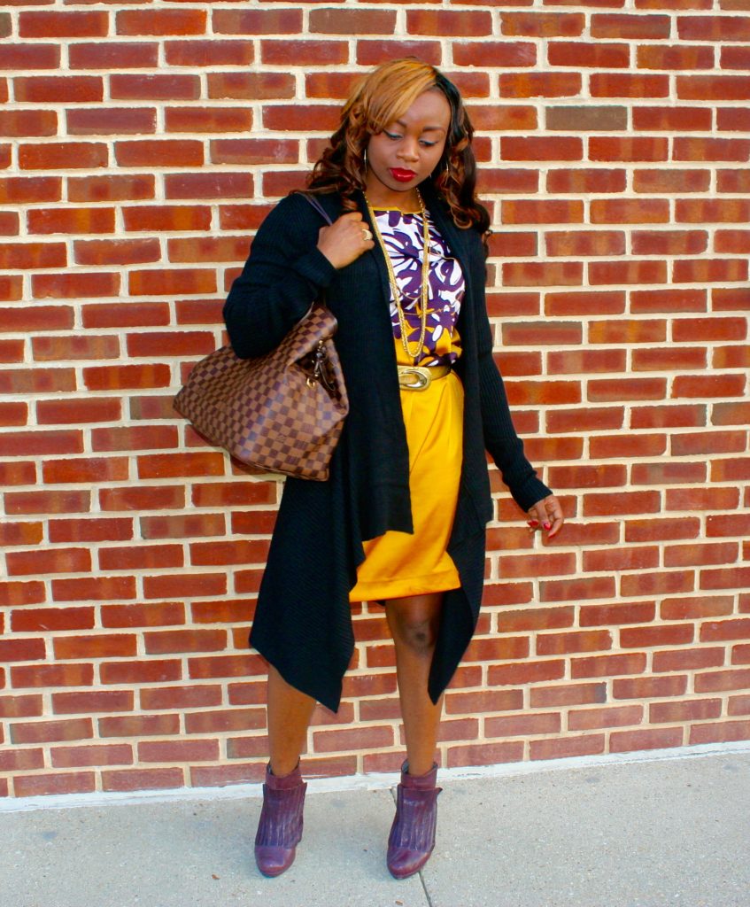 Fall Style: Floral Print Dress with Sweater1