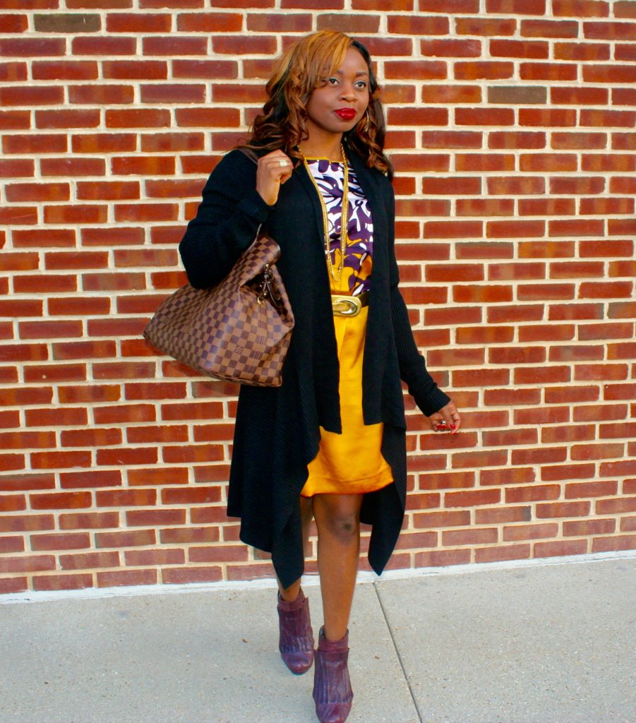 Fall Style: Floral Print Dress + Sweater ls