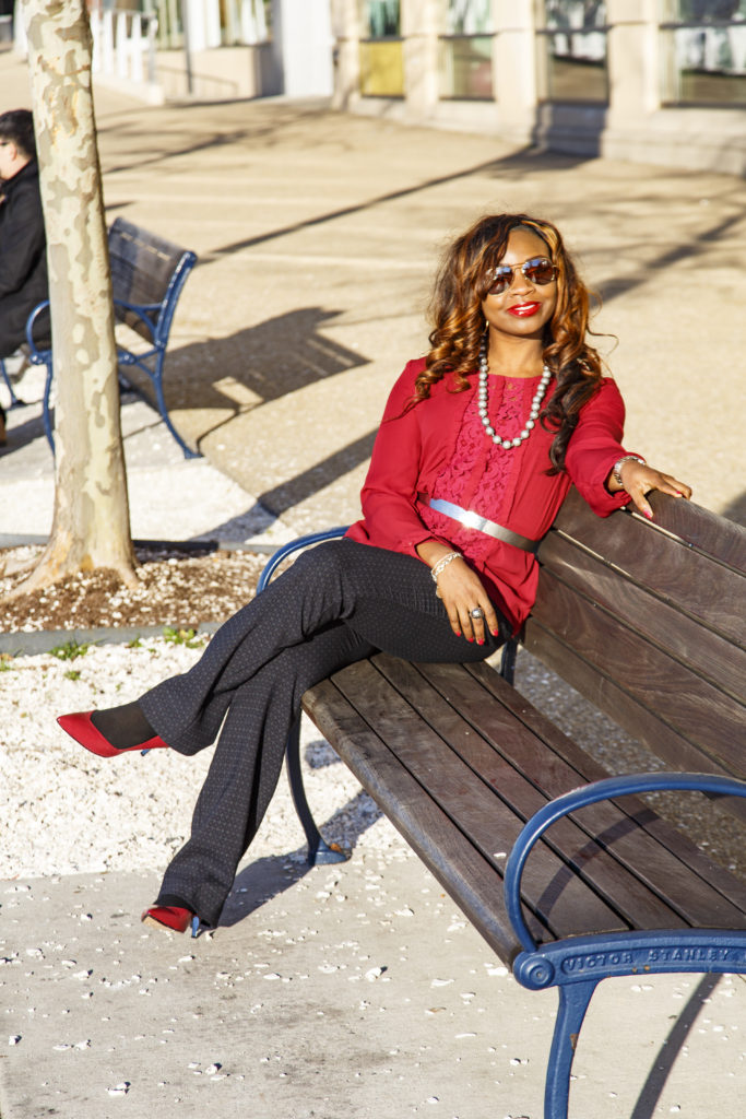 Red top and Red pumps