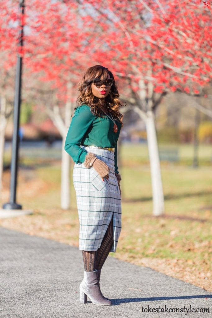 simple ways to style a plaid skirt for work tokestakeonstyle