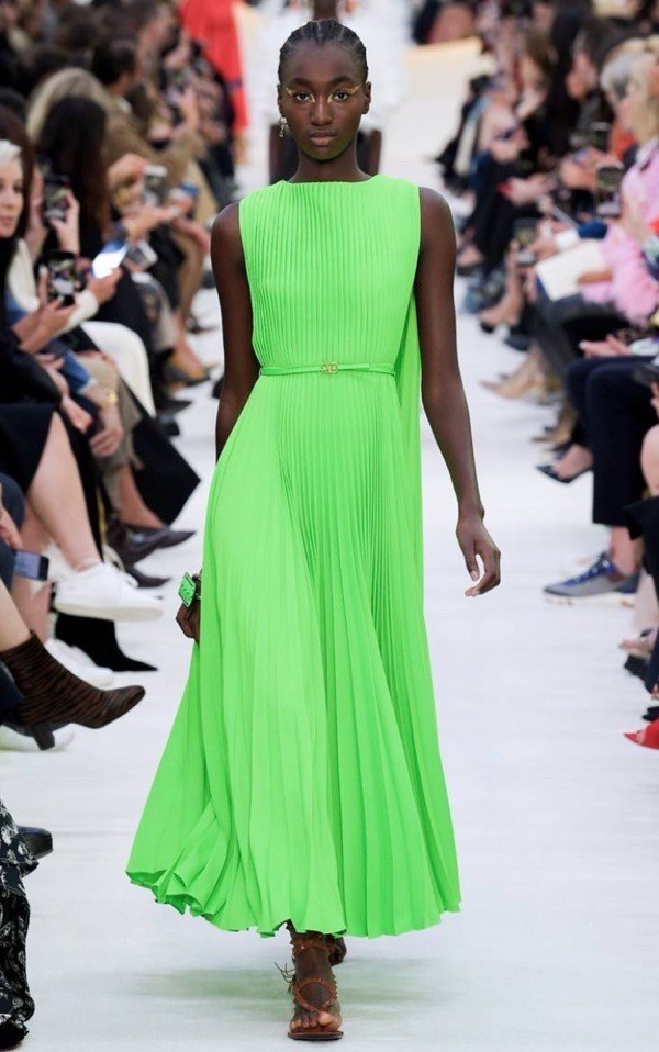 wearable-summer-2020-fashion-trends-neon-green-Valentino-pleated-dress