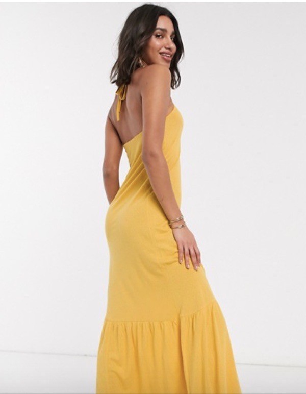 wearable-summer-2020-fashion-trends-Asos-mustard-yellow-halter-neck-dress