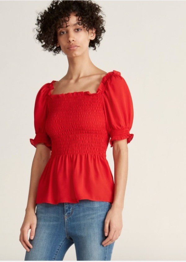 wearable-summer-2020-fashion-trends-red-puff-sleeve-top-century21