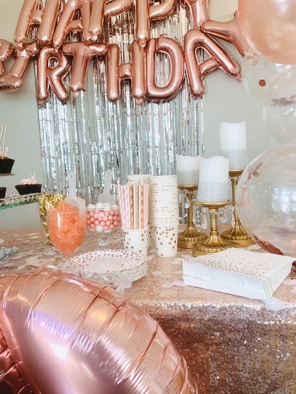 gold-silver-party-decoration-ideas-rose-gold-happy-birthday-helium-balloons