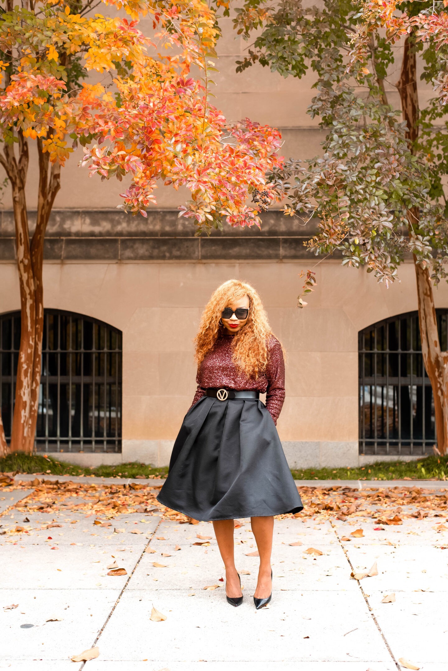 sparkly-brown-top-blackskirt